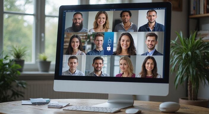 Een moderne computerinterface met diverse profielen en beveiligingssymbolen. Een moderne computerinterface met diverse profielen en beveiligingssymbolen.